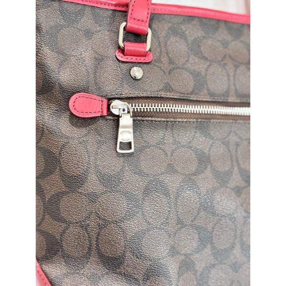 Coach City Zip Tote F58294- Shoulder Bag/Handbag/Purse Pink/Red leather Trim - Picture 4 of 16